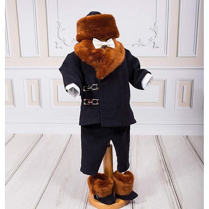Costum cu palton de botez bebelusi baieti iarna Sebastian [3]
