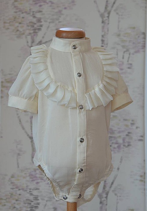 Costum de botez alb-ivoire baiat de vara VERSAILLES, camasa tip body, 3 piese [3]