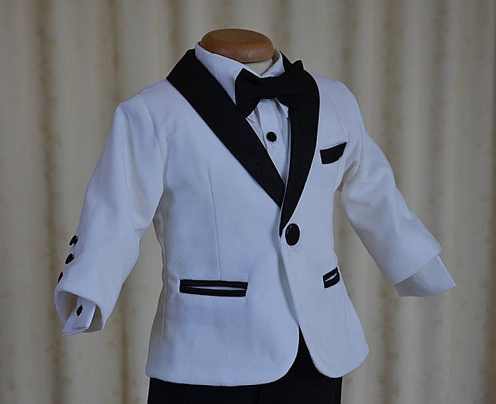 Costum de botez baiat, Black and White catifea alba stofa neagra, 6 piese, dvb33 [2]
