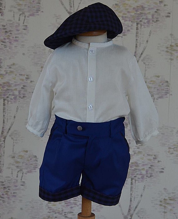 Costum de botez baiat de vara elegant din stofa si in, 6 piese, ALFONSE [2]