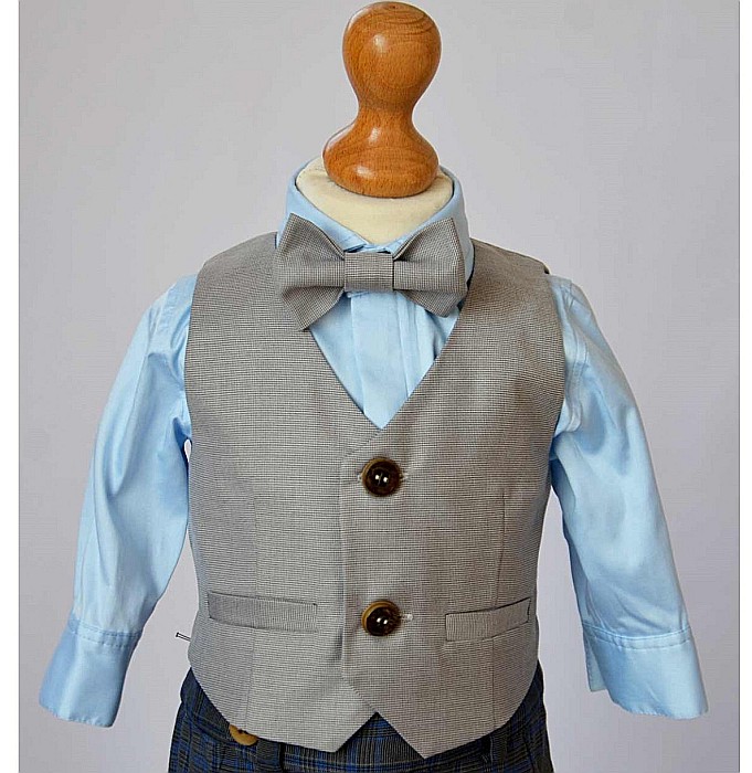 Costum de botez baiat elegant Alfonso din stofa, croiala moderna, 7piese [4]