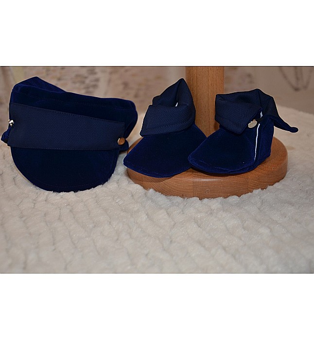 Costum de botez baiat elegant Blue Boy catifea albastra, 7 piese [4]