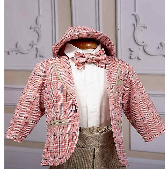 Costum de botez baiat elegant Paul din stofa, croiala moderna, 6piese [4]