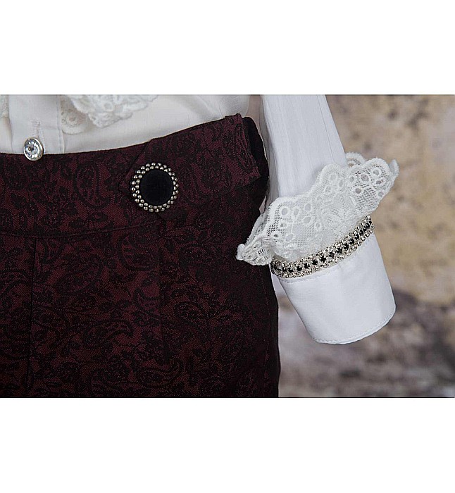 Costum de vara botez baiat elegant stofa bordo, Narcisse [6]