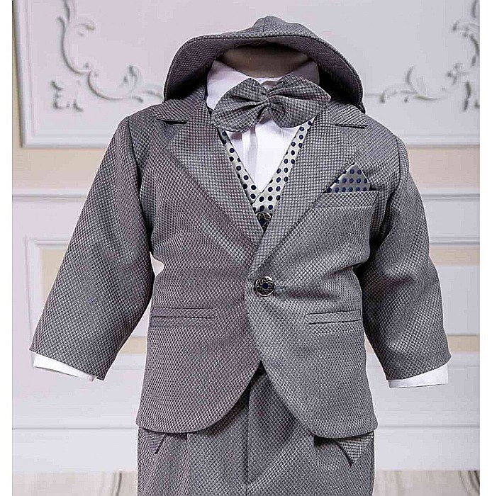 Costum elegant de Botez baiat toamna-iarna Harvey din stofa fina, 8 piese [2]