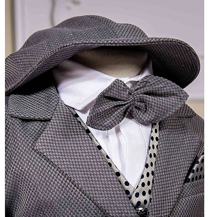 Costum elegant de Botez baiat toamna-iarna Harvey din stofa fina, 8 piese [6]