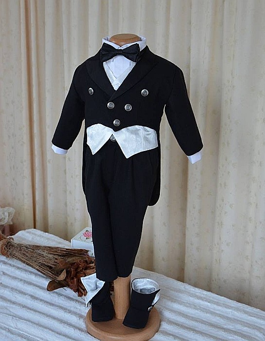 Costumas botez baieti elegant Petit Concert stofa neagra, 6 piese, dvb07 [2]