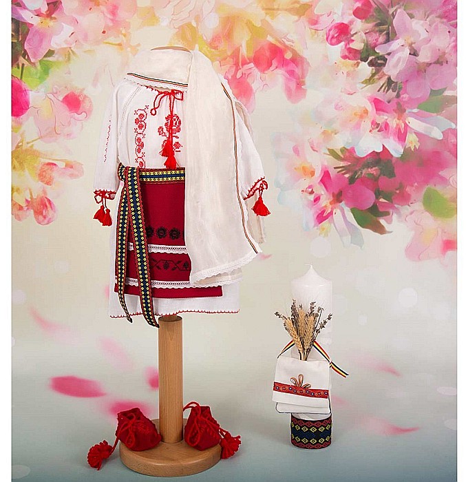 Costumas botez popular traditional romanesc fetite cu lumanare DOINA, 5 piese [7]