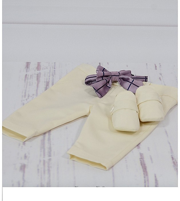 Costume botez baiat - Costum botez baiat vara bej deschis CALAIS, camasa body, 5 piese [6]