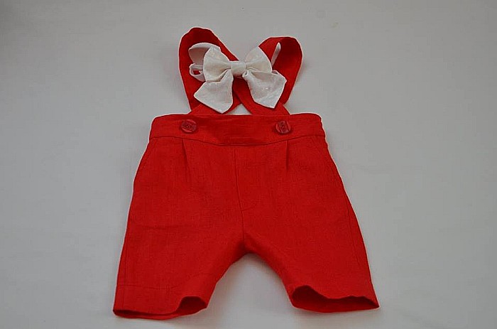 Haine de botez baieti- Costum de botez baiat pentru vara bumbac rosu 6 piese, Boy in Red [2]
