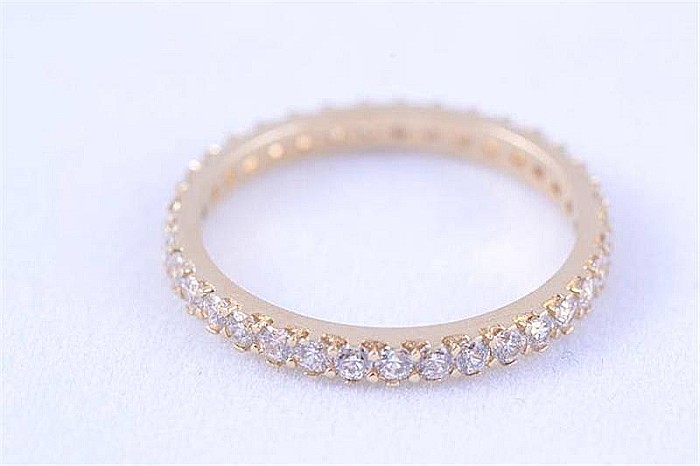 Inel aur 14k tip verigheta cu pietre Zirconiu albe masura 14 [3]