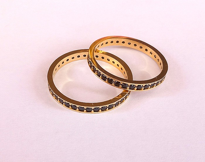 Inel de aur 14K Bijuterii dama tip verigheta tenis cu pietre negre R11 [5]