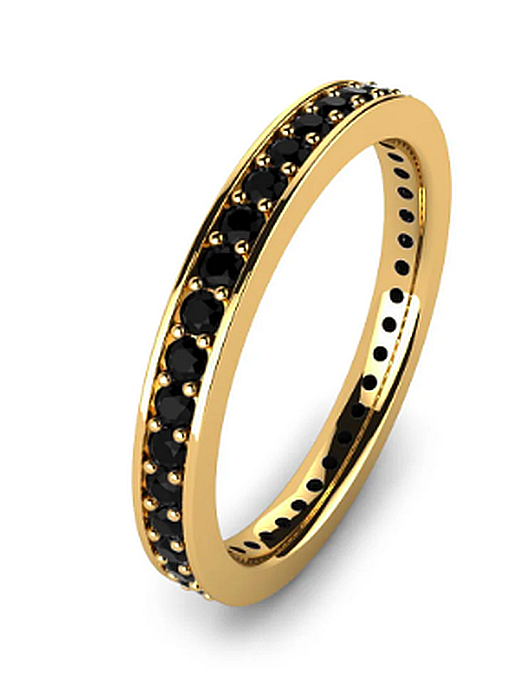 Inel de aur 14K Bijuterii dama tip verigheta tenis cu pietre negre, R12 [4]