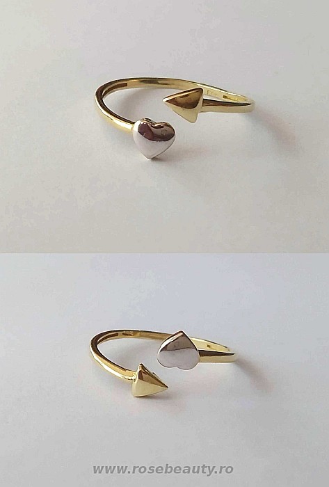 Inel din aur 14K ajustabil dama femei Inimioara masura 17 [3]