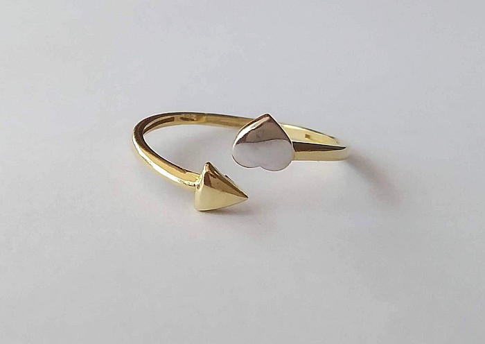 Inel din aur 14K ajustabil dama femei Inimioara masura 17 [2]