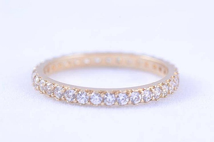 Inel din aur galben 14k dama verigheta tenis pietre albe R15 [2]