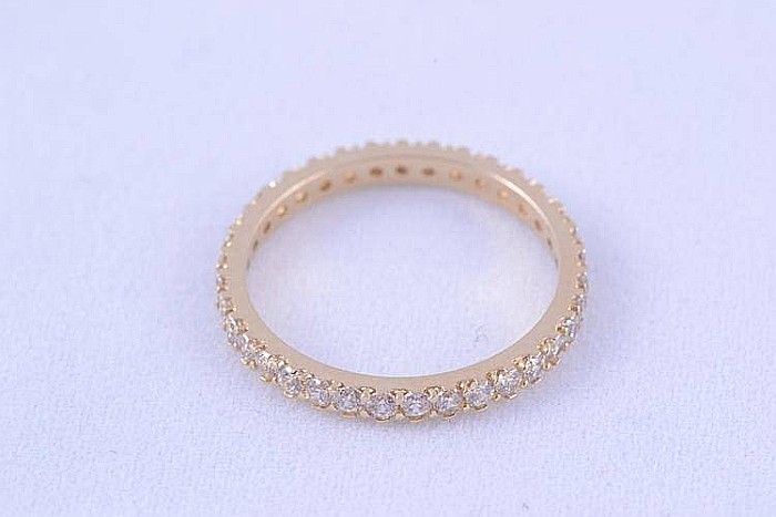 Inel din aur galben 14k dama verigheta tenis pietre albe R15 [4]