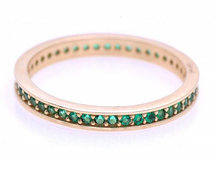 Inele de aur 14K dama tip tenis verigheta Smarald R14 [2]