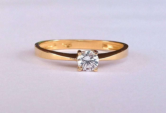 Inele de logodna din aur 14k femei Solitaire bijuterii dama R10 [2]