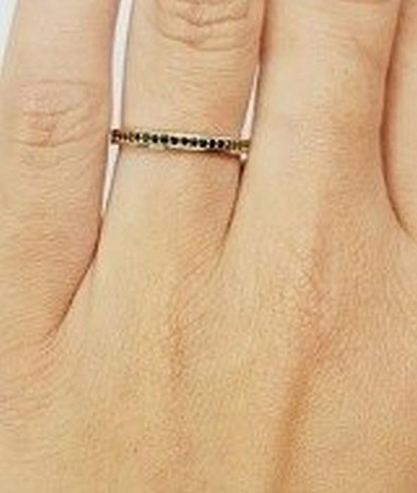 Inele din aur 14k dama tip verigheta tenis cu pietre negre R15 [2]