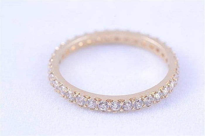 Inele din aur galben 14k tenis verigheta pietre albe R13 [3]