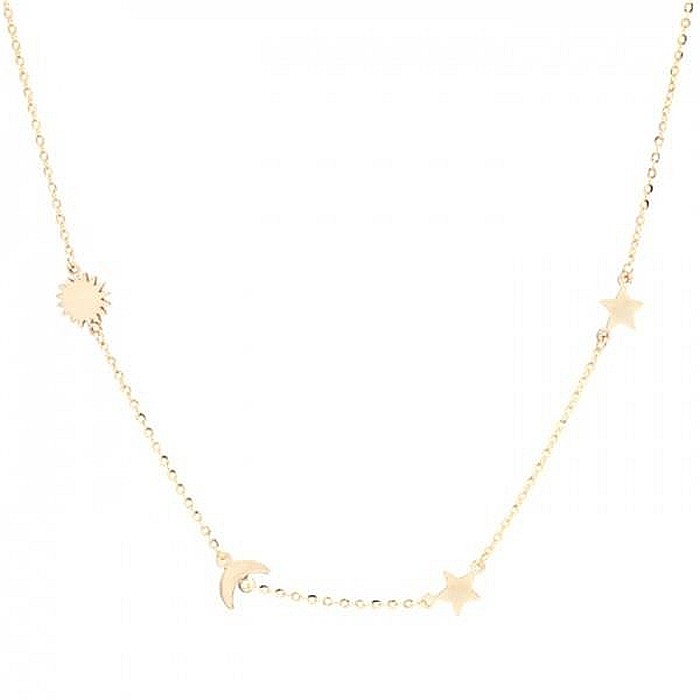 Lant de aur 14K Dama Femei Pandantiv Soare, Luna, Stele [2]