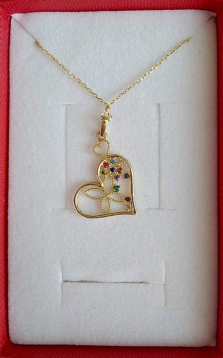 Lantisor dama femei cu pandantiv INIMIOARA din aur 14K [4]