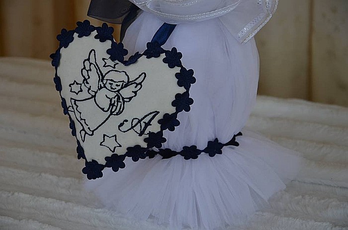 Lumanare botez biserica baiat 35 cm, Angel Blue [2]