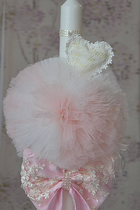 Lumanare botez fetita roz Rose Globe [2]