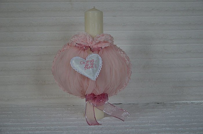 Lumanari botez biserica fetita 35 cm roz Mini Roses [2]