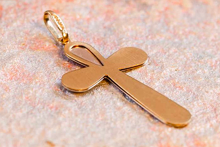 Medalion Cruce mare de aur 14k damac- Bijuterii aur [3]