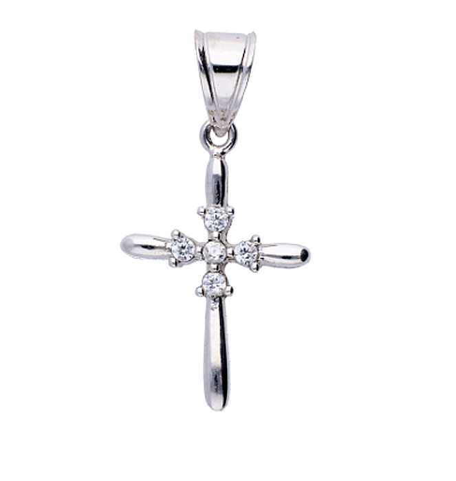Medalion din aur alb dama CRUCE cu pietricele zirconiu [2]