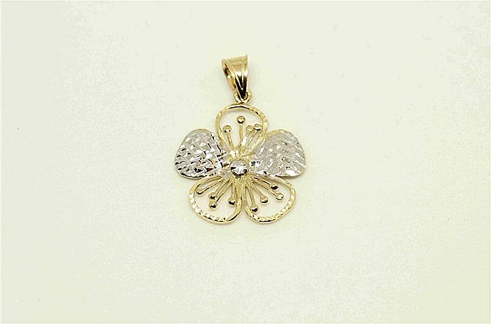 Medalion din aur galben 14k Floare dantelata [2]