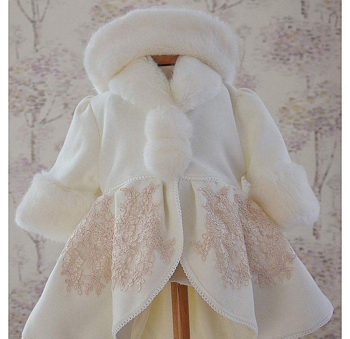 Palton de botez bebelusi fetite SNOW Toamna-Iarna ocazii speciale, 3 piese [6]
