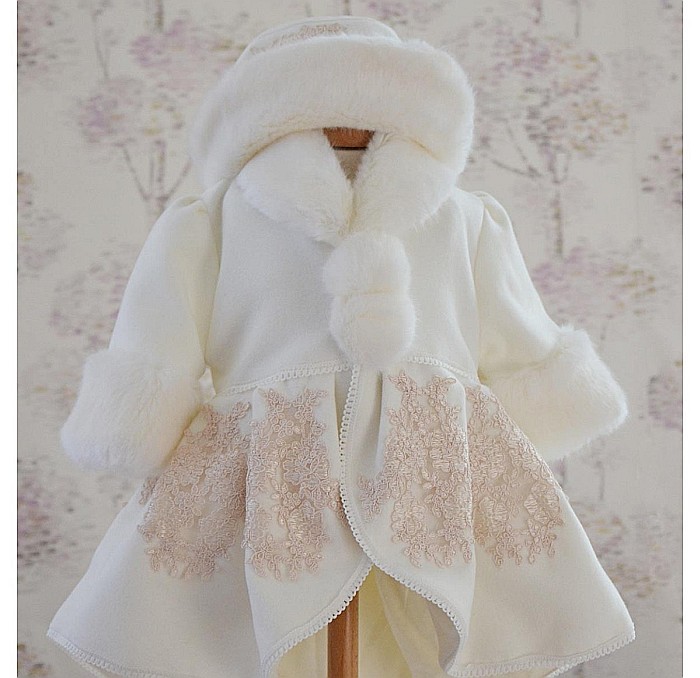 Palton de botez bebelusi fetite SNOW Toamna-Iarna ocazii speciale, 3 piese [4]