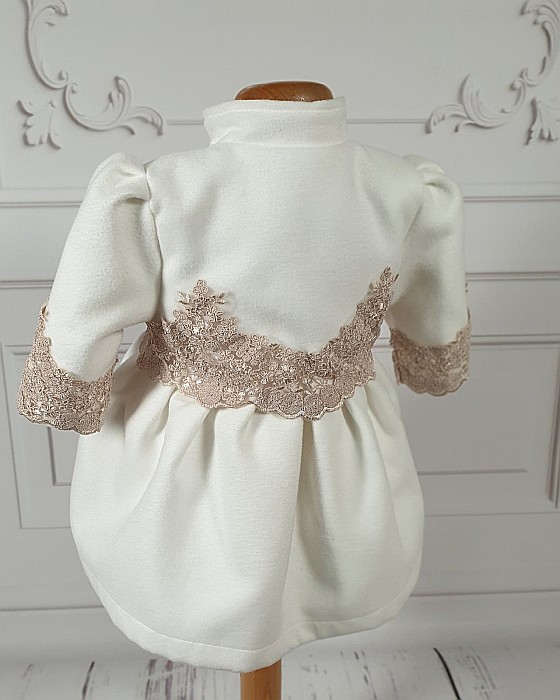 Paltonas alb-ivoire elegant de bebelusi fetite pentru botez, Lisa [3]