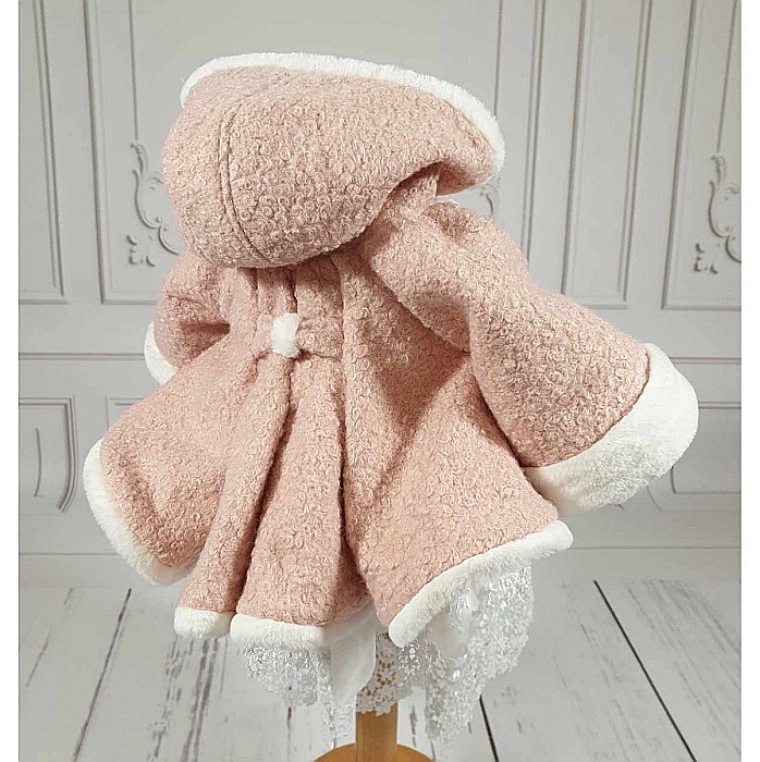 Paltonas stofa roz de botez bebelusi fetite iarna, Happy Winter [2]