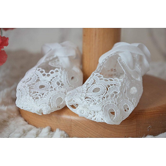 Rochita alba botez catolic fete bebe CATHOLIC cu dantela vintage, 3 piese [4]