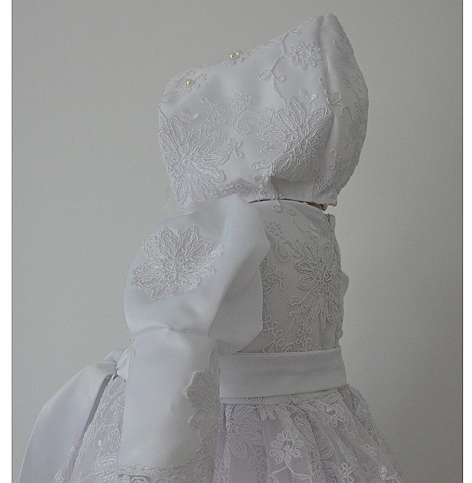Rochita alba de botez catolic ANGEL - set dantela alba, 3 piese [2]