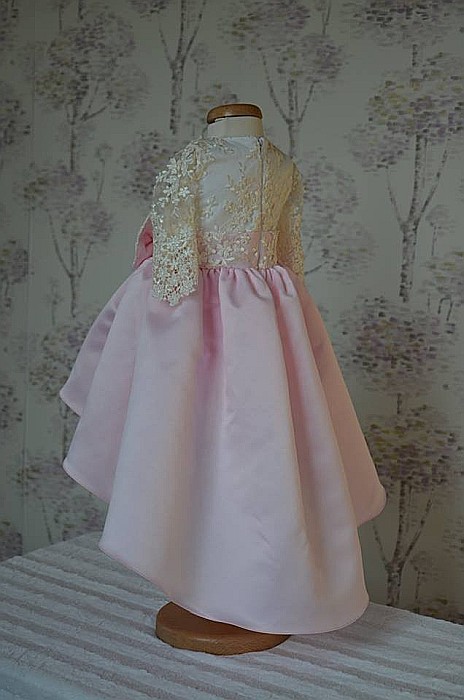 Rochita botez bebe fetita Little Princess- set elegant din tafta si dantela, 3 piese [3]
