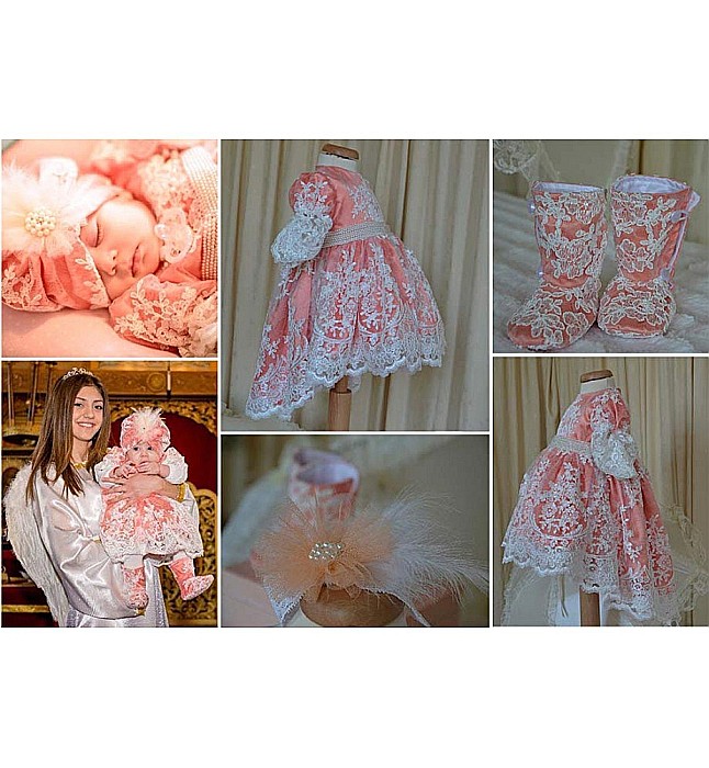Rochita eleganta de botez bebe fetita Corai Princess, 4 piese [4]