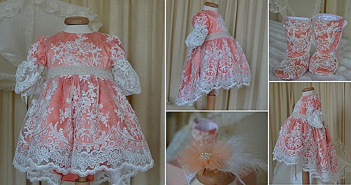 Rochita eleganta de botez bebe fetita Corai Princess, 4 piese [2]