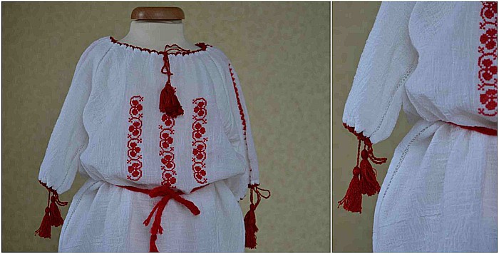 Rochita-Ie traditionala populara de botez ANA, cusuta manual [3]