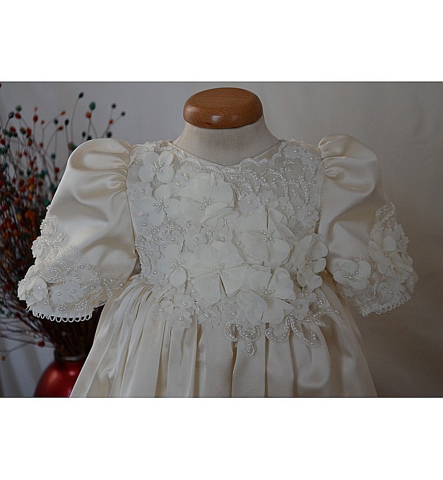 Rochita si paltonas de botez ivoire GRACE KELLY set elegant, 4 piese [5]