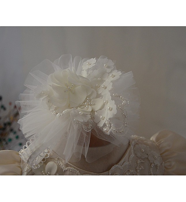 Rochita si paltonas de botez ivoire GRACE KELLY set elegant, 4 piese [6]
