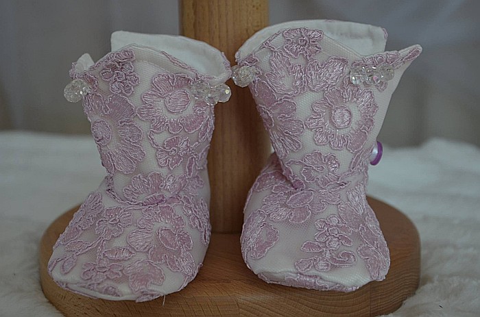 Rochite bebelusi botez de lux - Rochie botez bebe LILA Dress set elegant dantela mov, 4 piese [2]