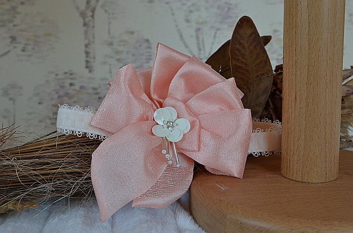 Rochite botez bebe fetite MARGARET- set elegant organza corai, 3 piese [4]