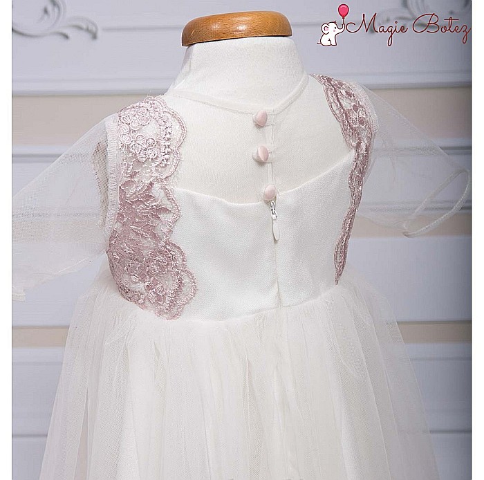 Rochite botez fete, Agnes, din tull si dantela mov ocazii speciale, 4 piese [6]