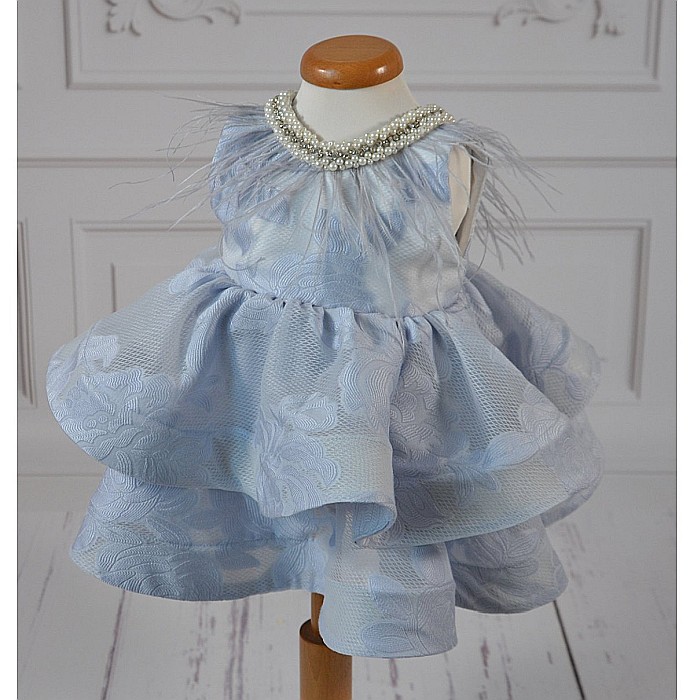 Rochite botez fete compleu bleu pentru vara, 3 piese, Lily [3]