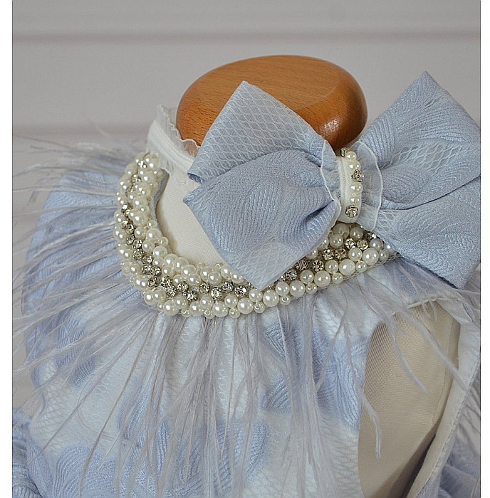 Rochite botez fete compleu bleu pentru vara, 3 piese, Lily [6]